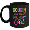 Cousin Of The Birthday Girl Glows Retro 80's Party Family Mug | siriusteestore