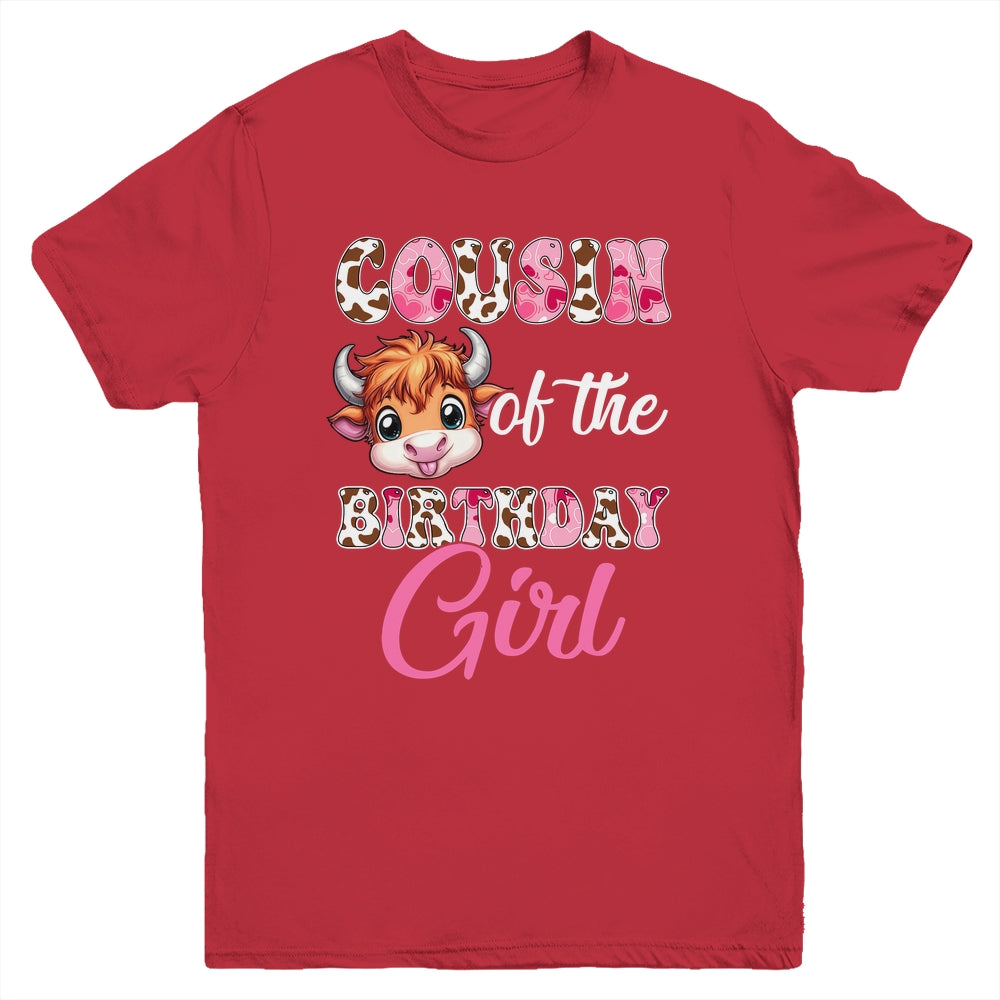 Cousin Of The Birthday Girl Highland Cow Farm 1st Birthday Youth Shirt | siriusteestore