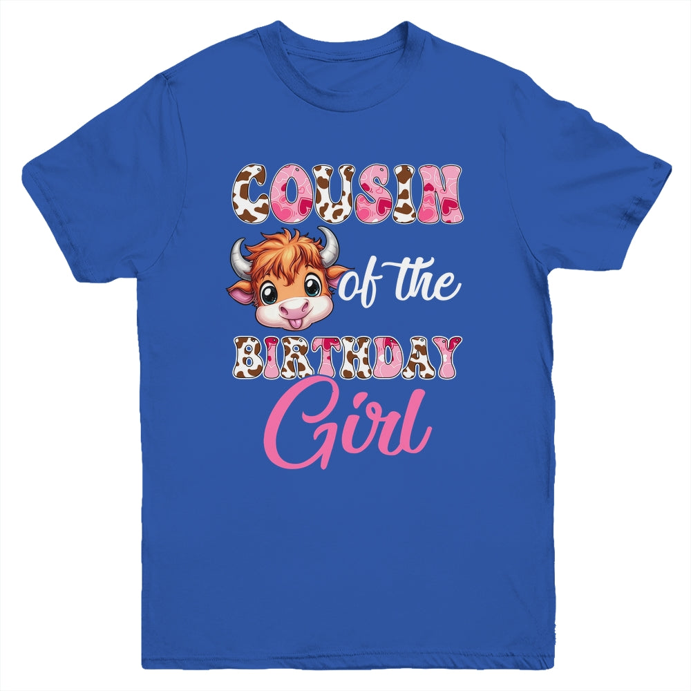 Cousin Of The Birthday Girl Highland Cow Farm 1st Birthday Youth Shirt | siriusteestore