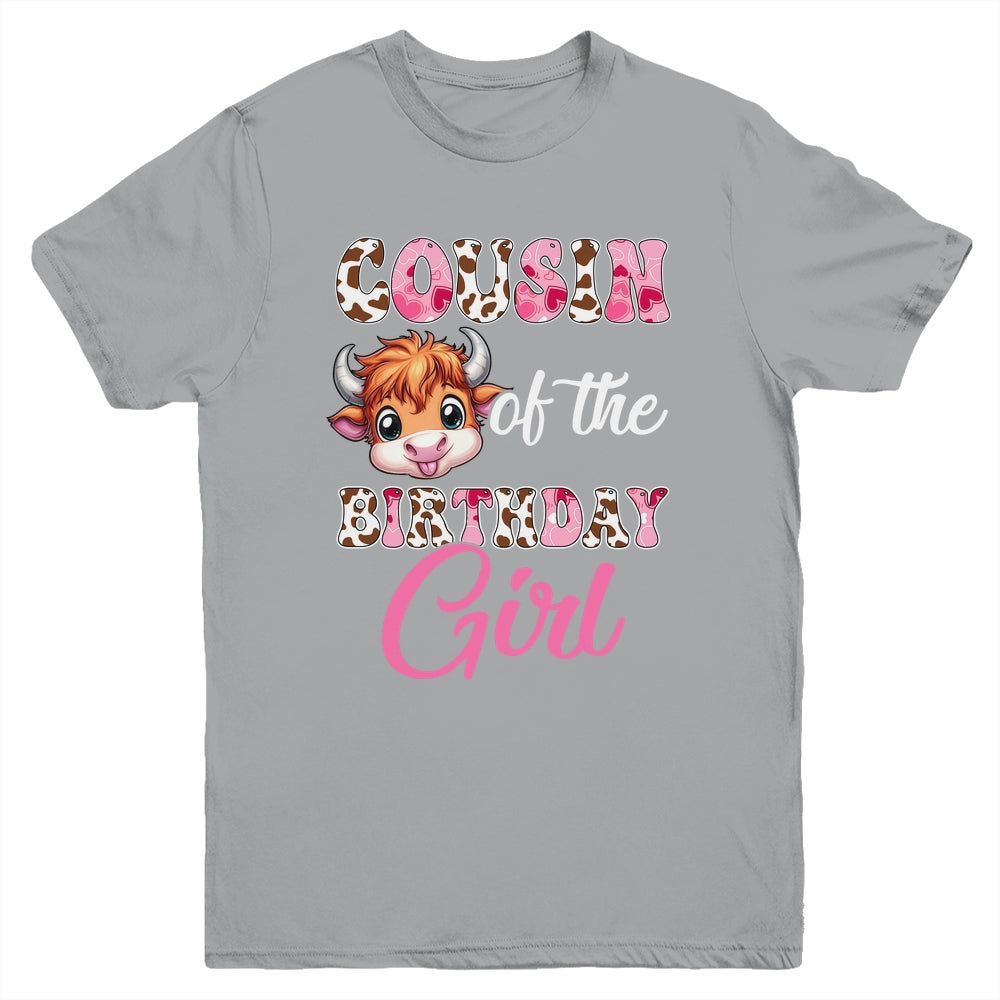Cousin Of The Birthday Girl Highland Cow Farm 1st Birthday Youth Shirt | siriusteestore