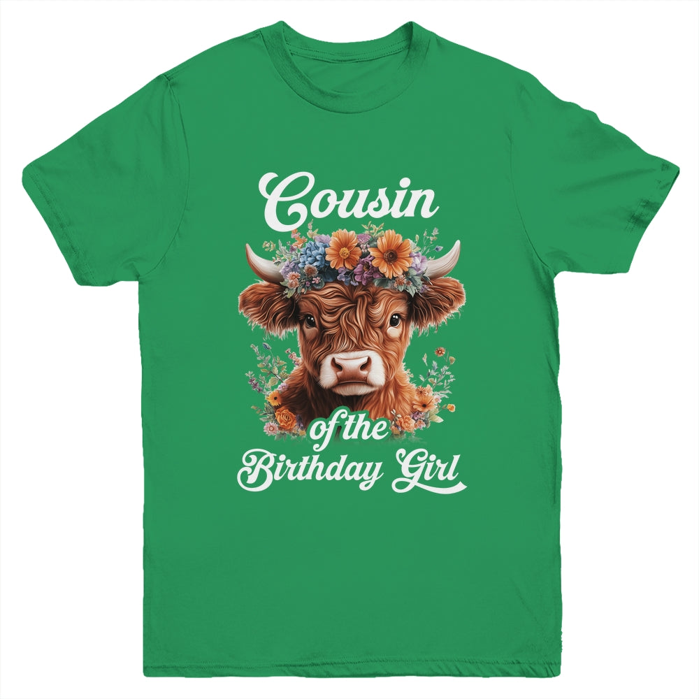 Cousin Of The Birthday Girl Highland Cow Farm Family Youth Shirt | siriusteestore