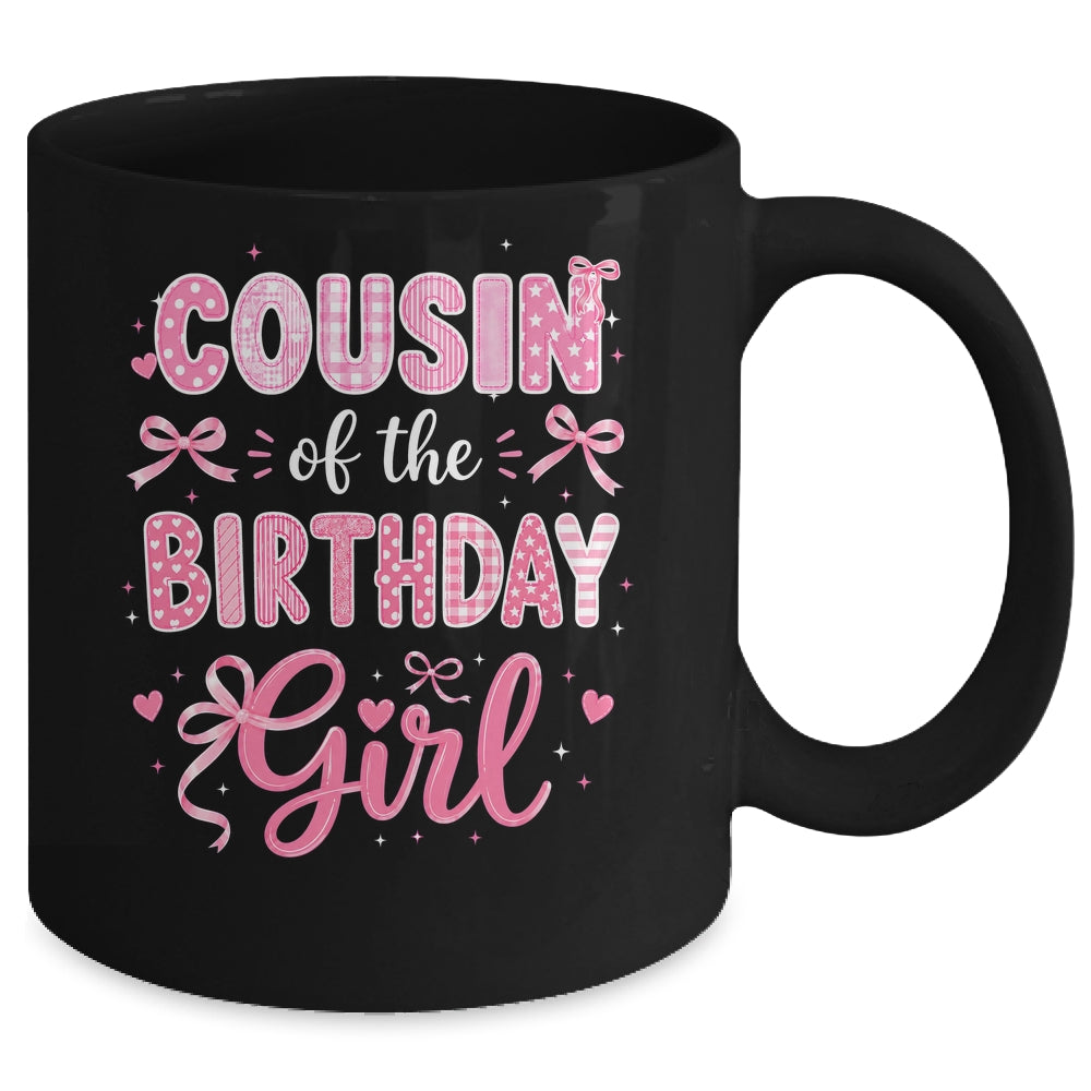 Cousin Of The Birthday Girl Matching Pink Coquette Bow Mug | siriusteestore