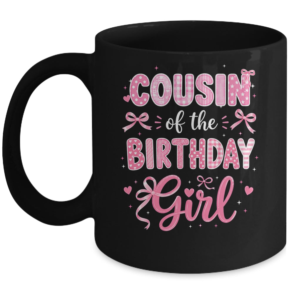 Cousin Of The Birthday Girl Matching Pink Coquette Bow Mug | siriusteestore