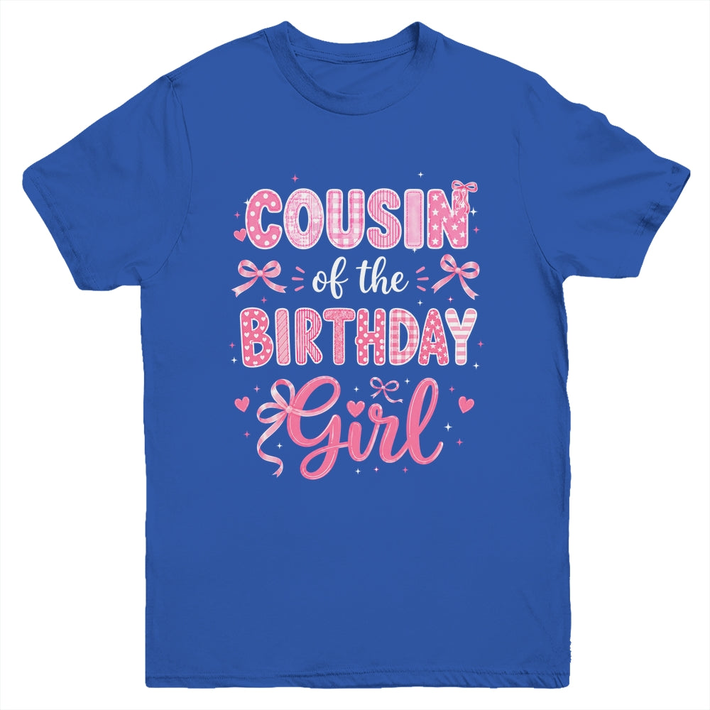 Cousin Of The Birthday Girl Matching Pink Coquette Bow Youth Shirt | siriusteestore