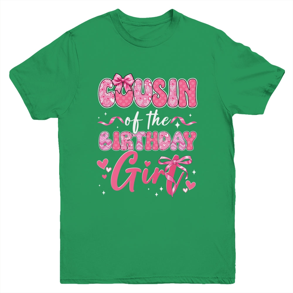 Cousin Of The Birthday Girl Pink Coquette Bow Family Youth Shirt | siriusteestore