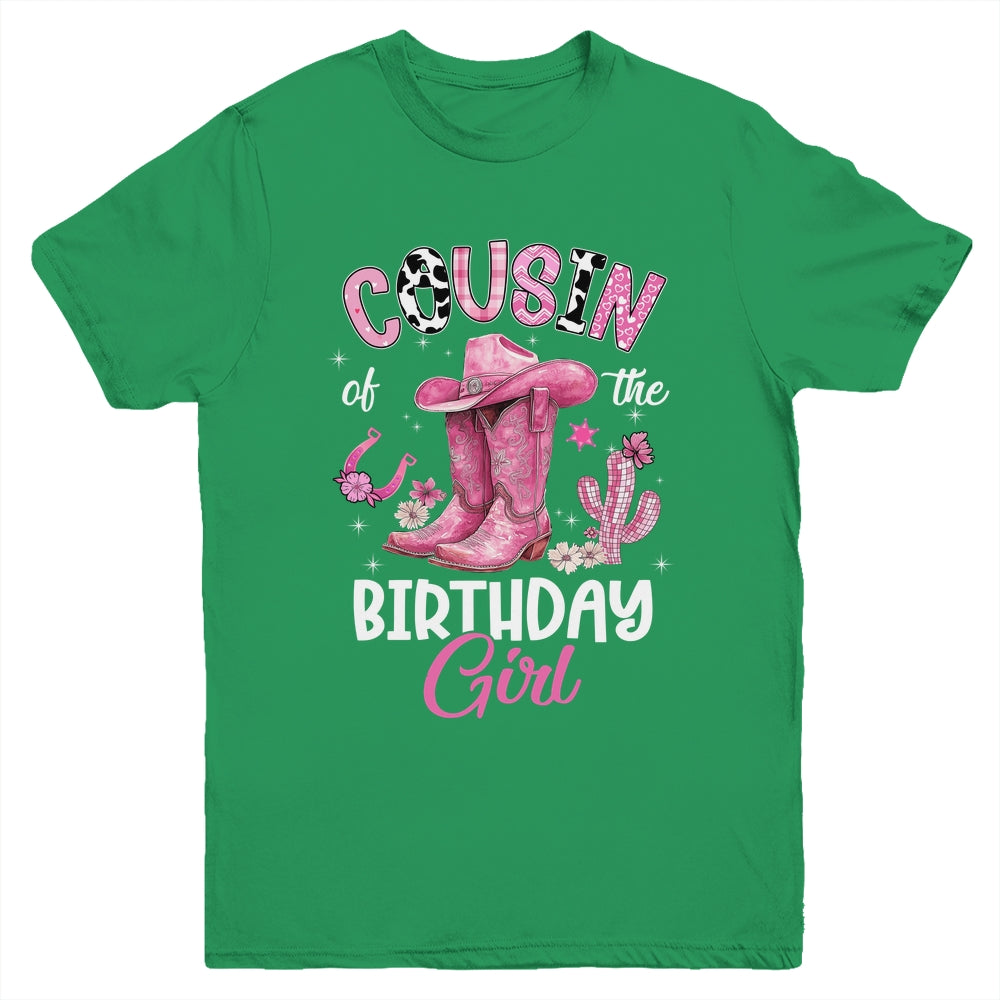 Cousin Of The Birthday Girl Pink Cowgirl Western Cow Girl Youth Shirt | siriusteestore