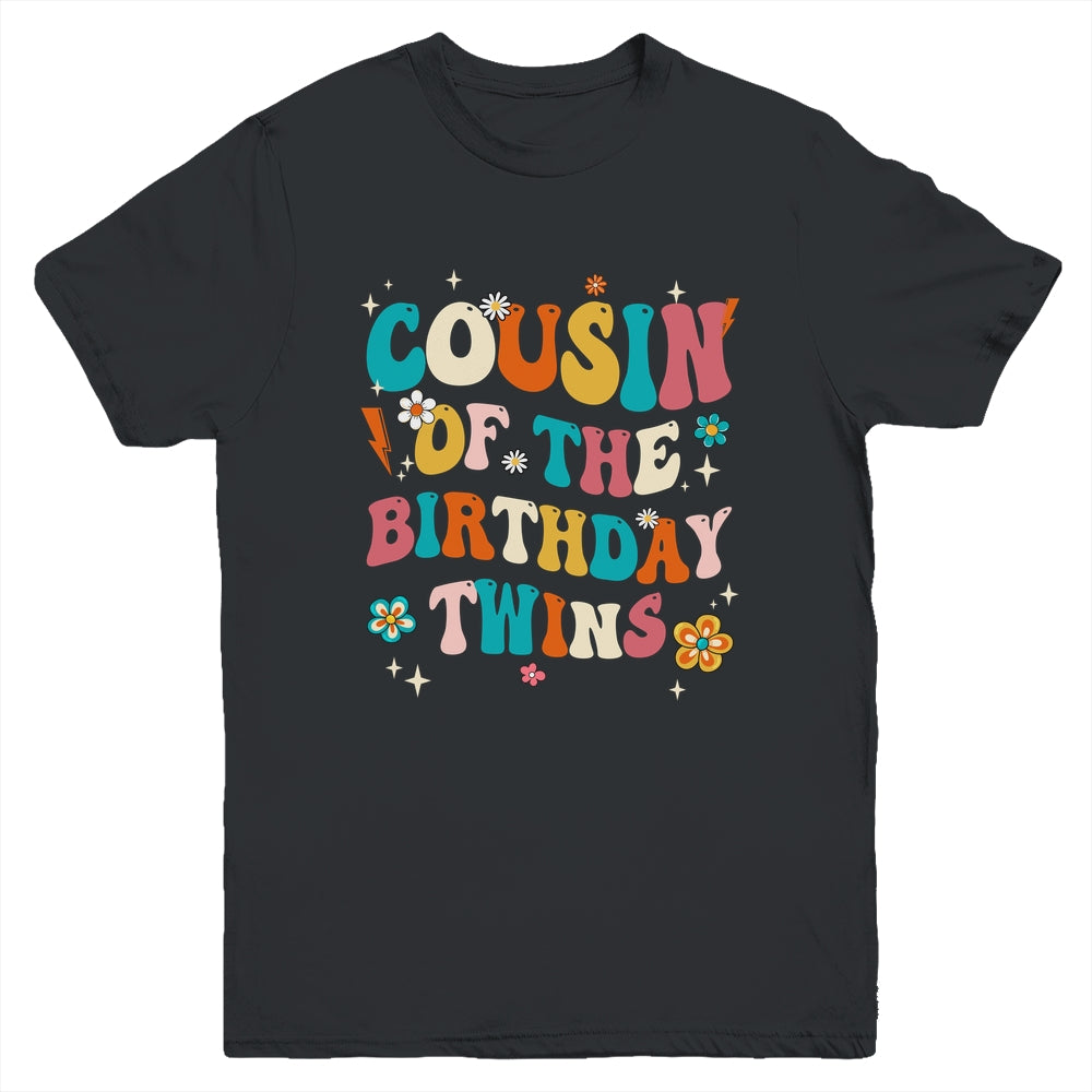 Cousin Of The Birthday Twins Boys Girls Party Retro Bday Youth Shirt | siriusteestore