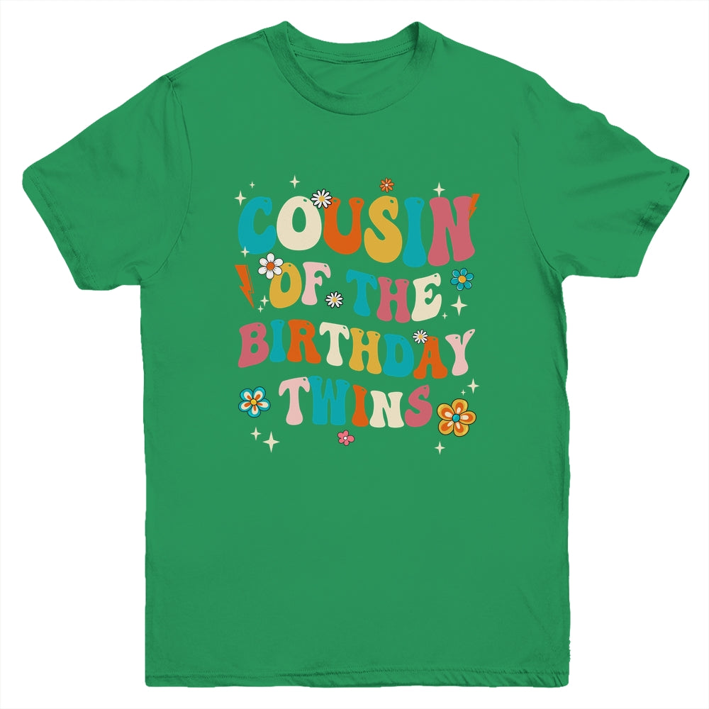 Cousin Of The Birthday Twins Boys Girls Party Retro Bday Youth Shirt | siriusteestore