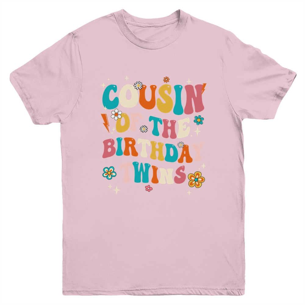 Cousin Of The Birthday Twins Boys Girls Party Retro Bday Youth Shirt | siriusteestore