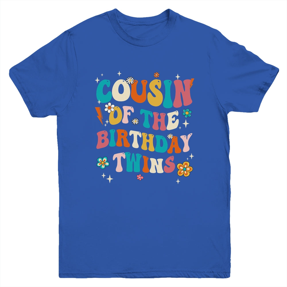 Cousin Of The Birthday Twins Boys Girls Party Retro Bday Youth Shirt | siriusteestore