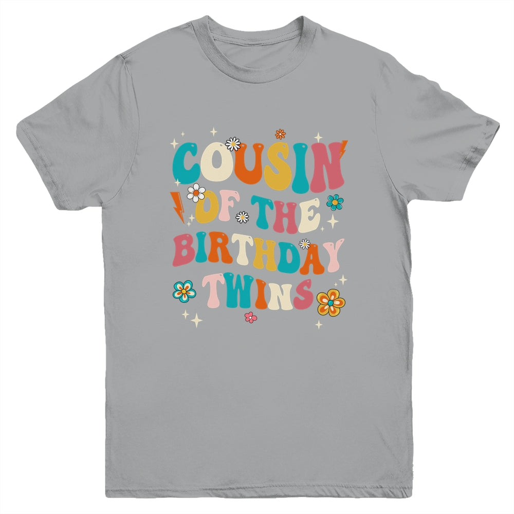 Cousin Of The Birthday Twins Boys Girls Party Retro Bday Youth Shirt | siriusteestore