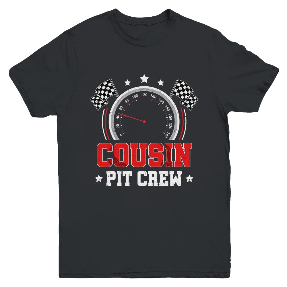 Cousin Pit Crew Race Car Birthday Party Racing Family Youth Shirt | siriusteestore