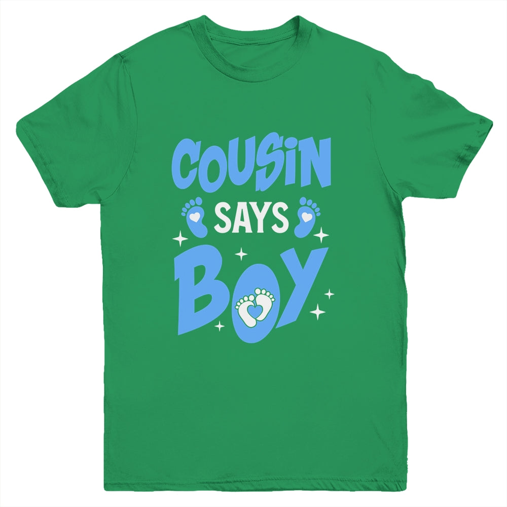 Cousin Says Boy Gender Reveal Team Boy Pregnancy Cousins Youth Shirt | siriusteestore