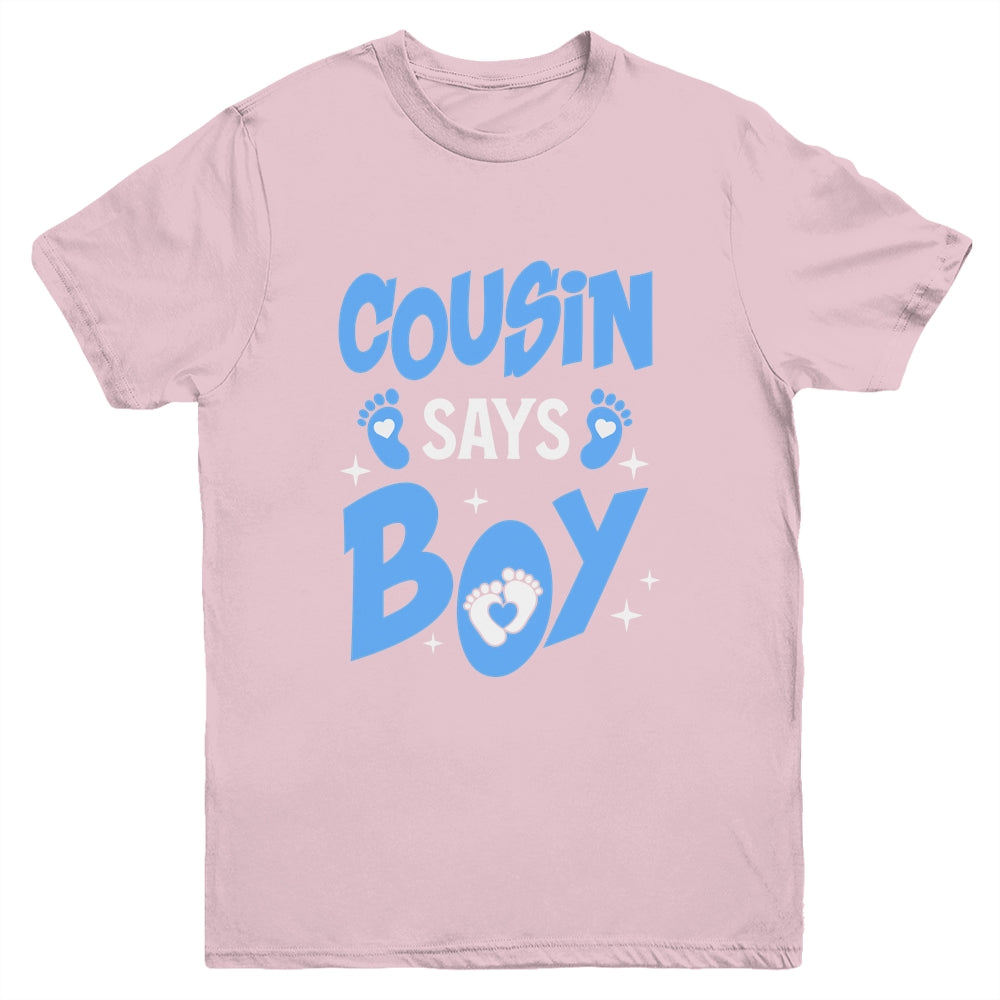 Cousin Says Boy Gender Reveal Team Boy Pregnancy Cousins Youth Shirt | siriusteestore
