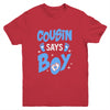 Cousin Says Boy Gender Reveal Team Boy Pregnancy Cousins Youth Shirt | siriusteestore