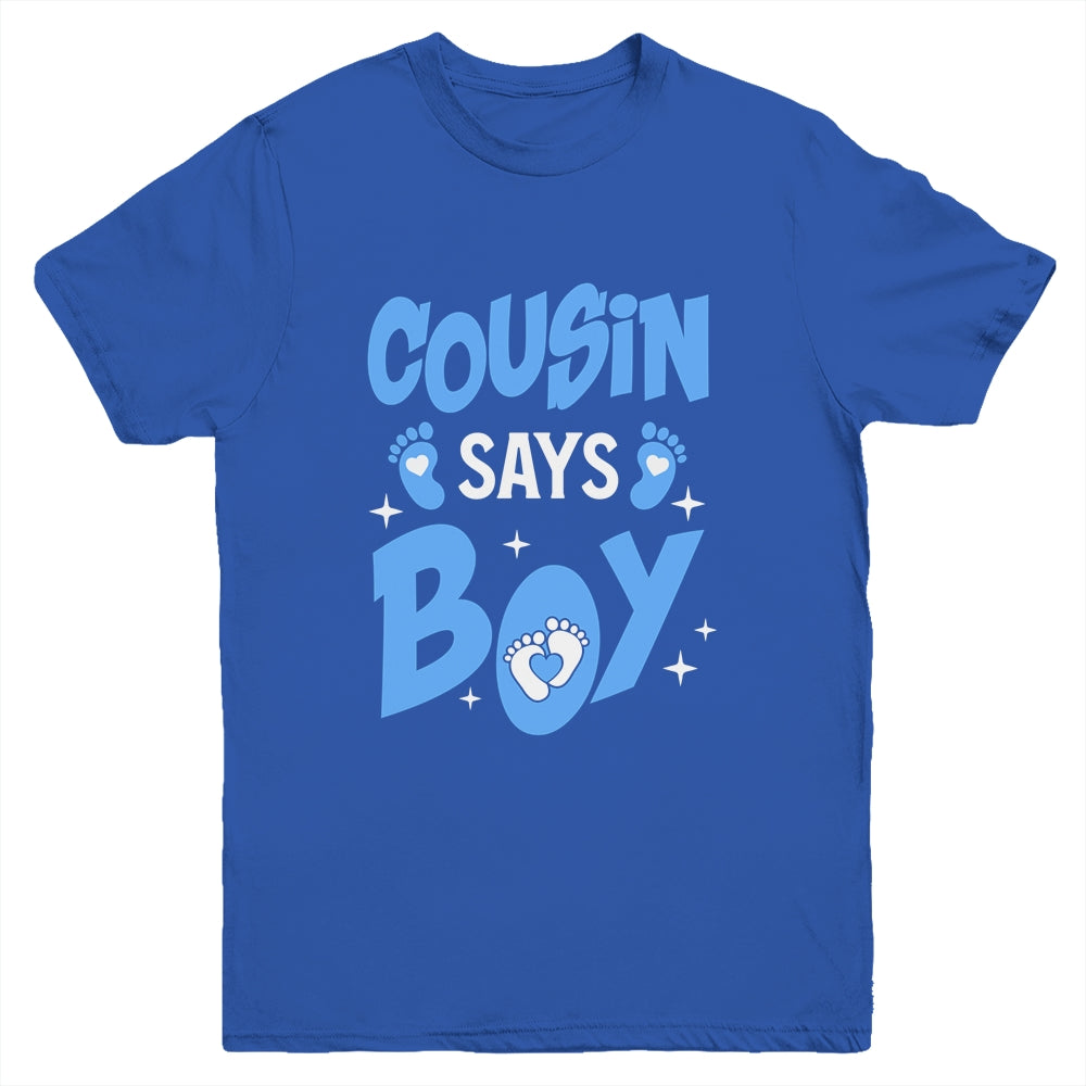 Cousin Says Boy Gender Reveal Team Boy Pregnancy Cousins Youth Shirt | siriusteestore