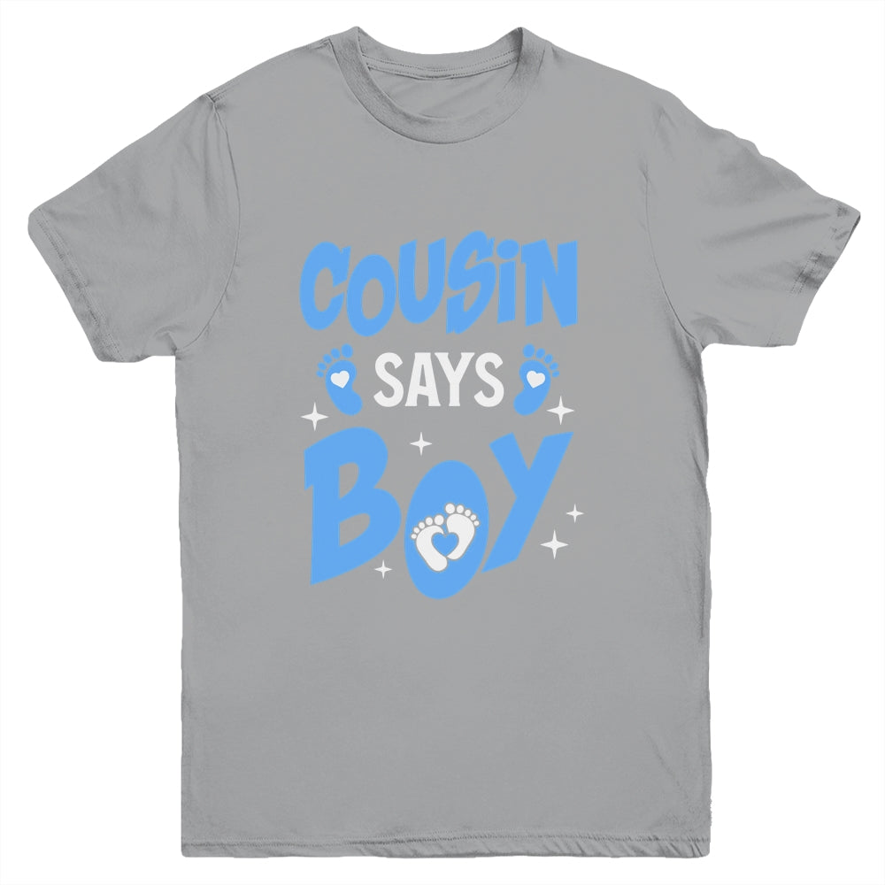 Cousin Says Boy Gender Reveal Team Boy Pregnancy Cousins Youth Shirt | siriusteestore
