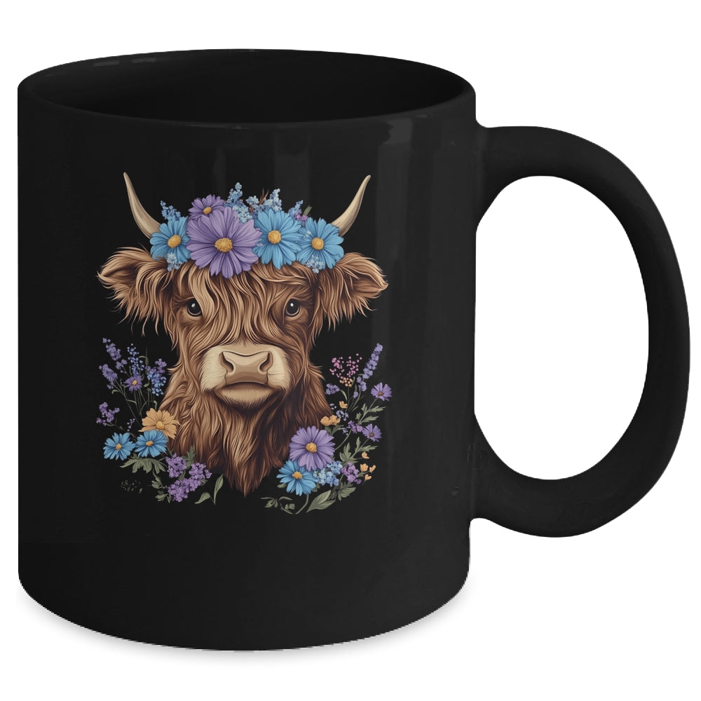 Cow Scottish Highland Cow Western Flower Farm Farmer Women Mug | siriusteestore