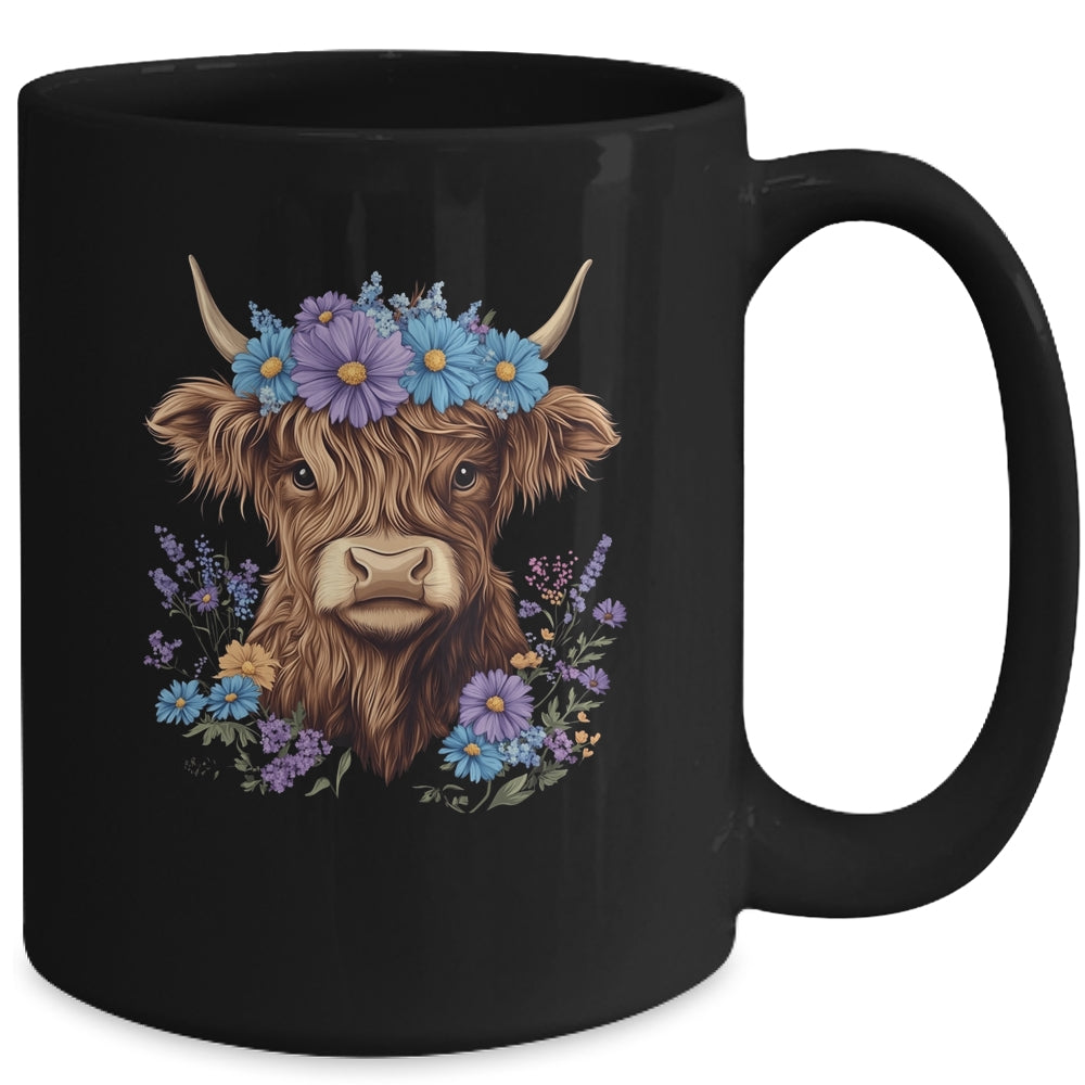 Cow Scottish Highland Cow Western Flower Farm Farmer Women Mug | siriusteestore