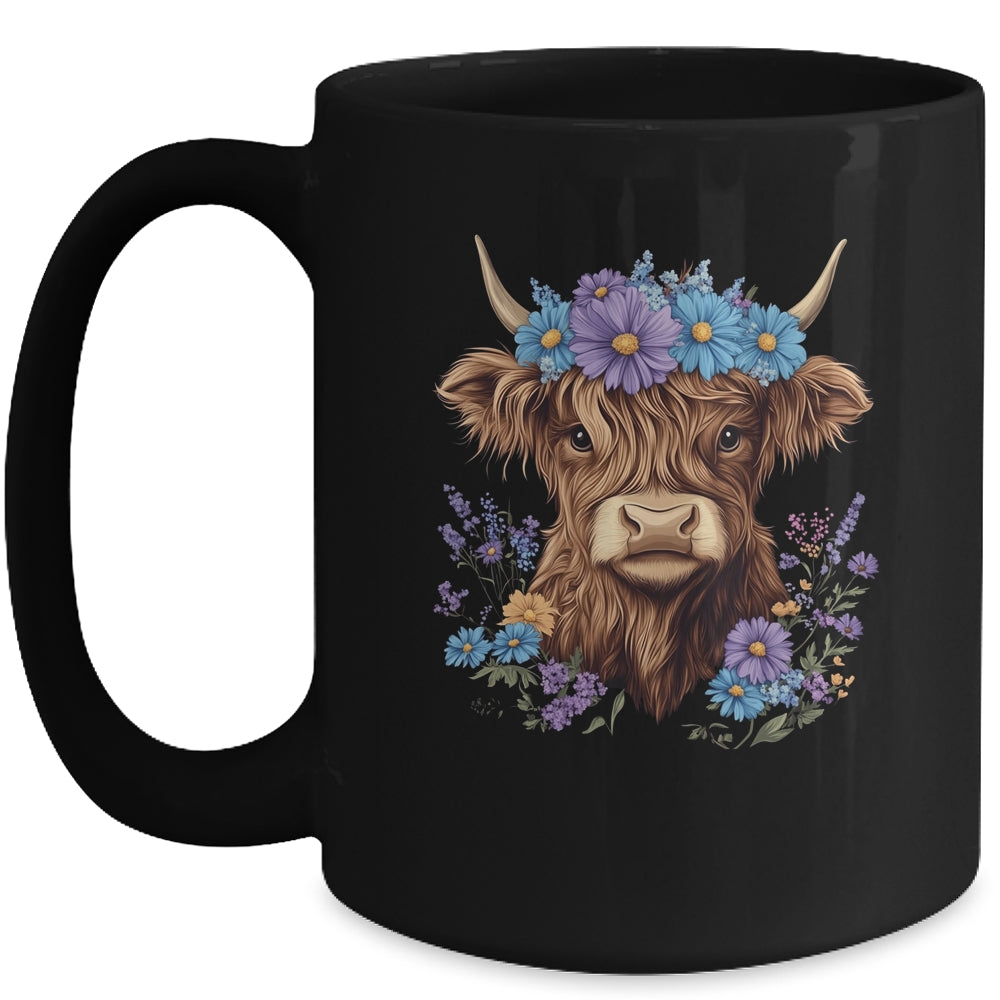 Cow Scottish Highland Cow Western Flower Farm Farmer Women Mug | siriusteestore