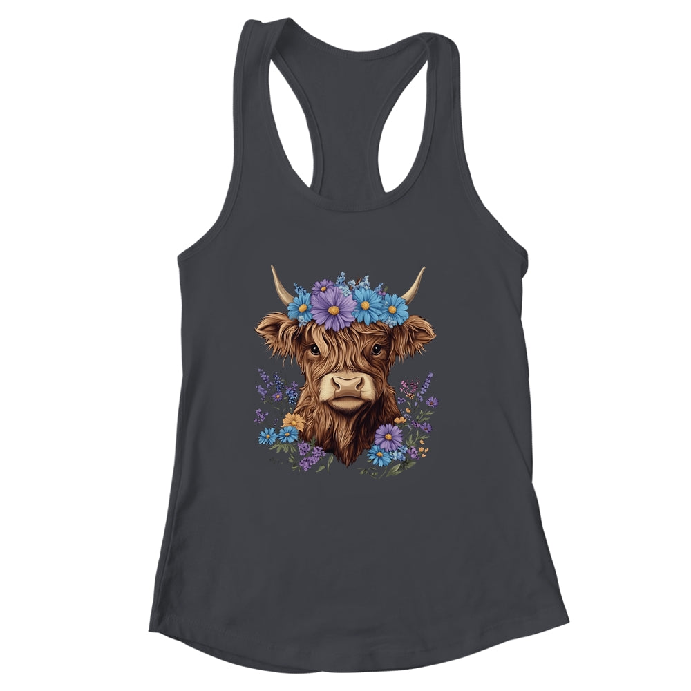 Cow Scottish Highland Cow Western Flower Farm Farmer Women Shirt & Tank Top | siriusteestore