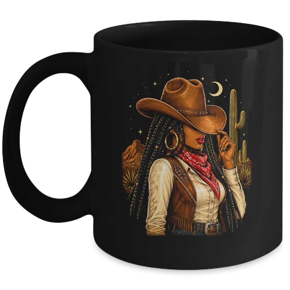 Cowgirl Afro Western Country Rodeo Melanin African American Mug | siriusteestore