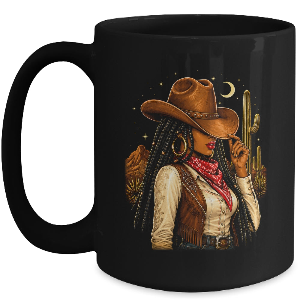 Cowgirl Afro Western Country Rodeo Melanin African American Mug | siriusteestore