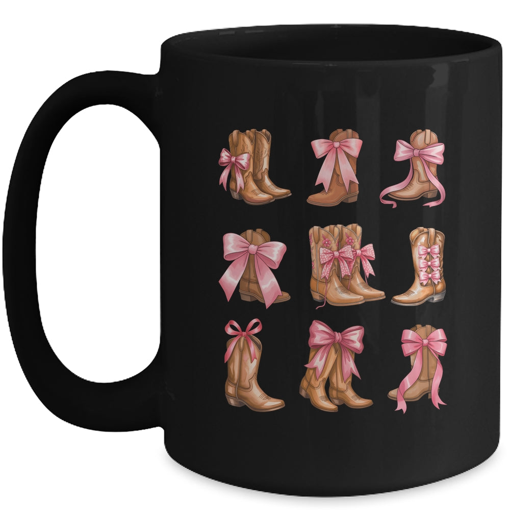 Cowgirl Boots Coquette Aesthetic And Pink Bows Women Girls Mug | siriusteestore