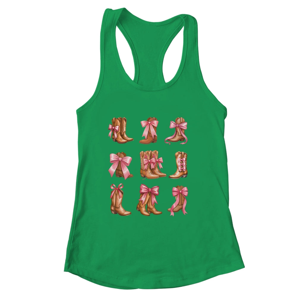 Cowgirl Boots Coquette Aesthetic And Pink Bows Women Girls Shirt & Tank Top | siriusteestore