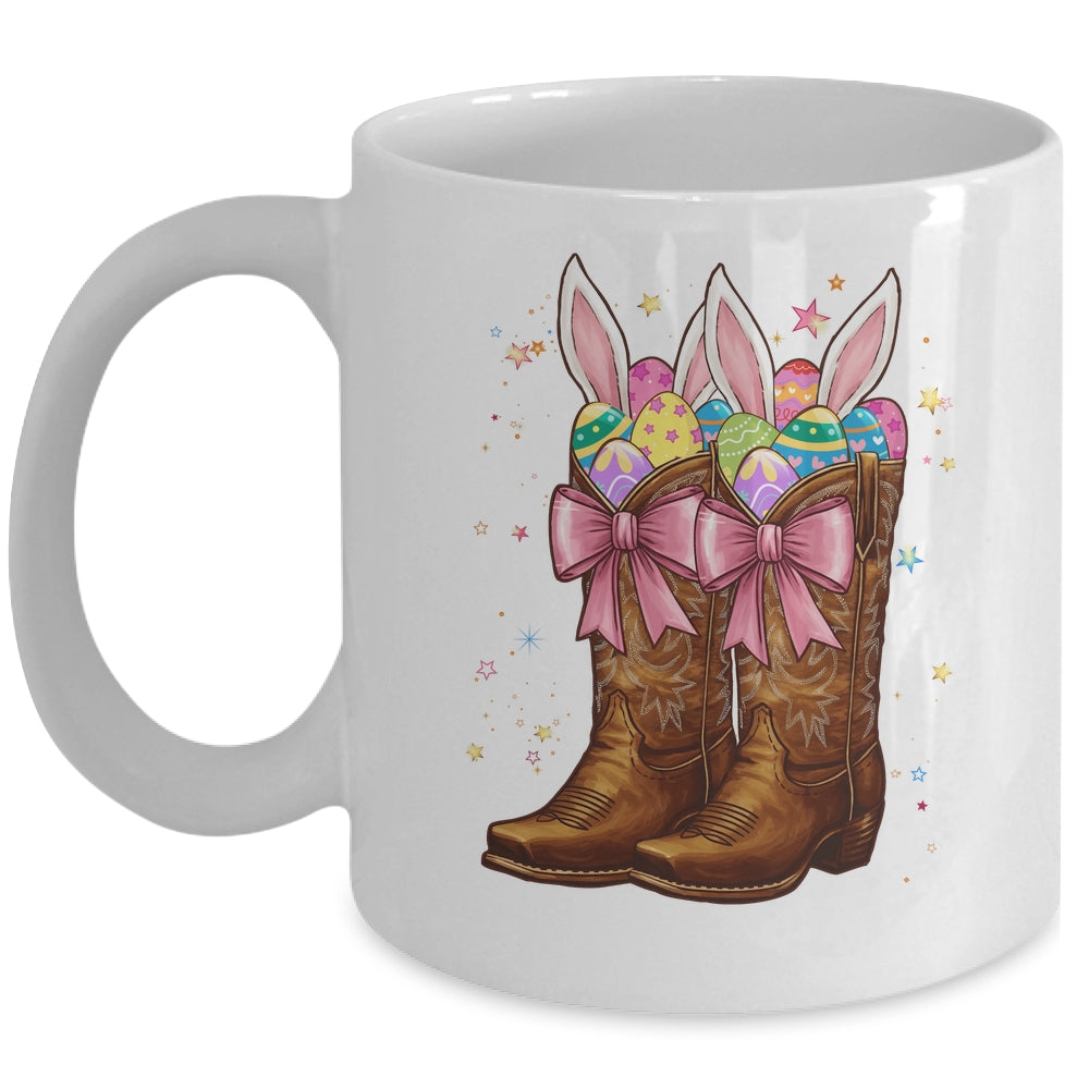 Cowgirl Boots Easter Western Happy Coquette Easter Bunny Mug | siriusteestore
