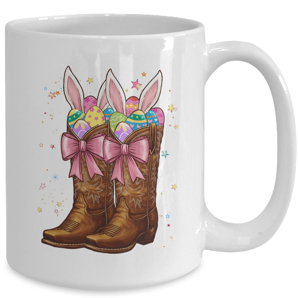 Cowgirl Boots Easter Western Happy Coquette Easter Bunny Mug | siriusteestore
