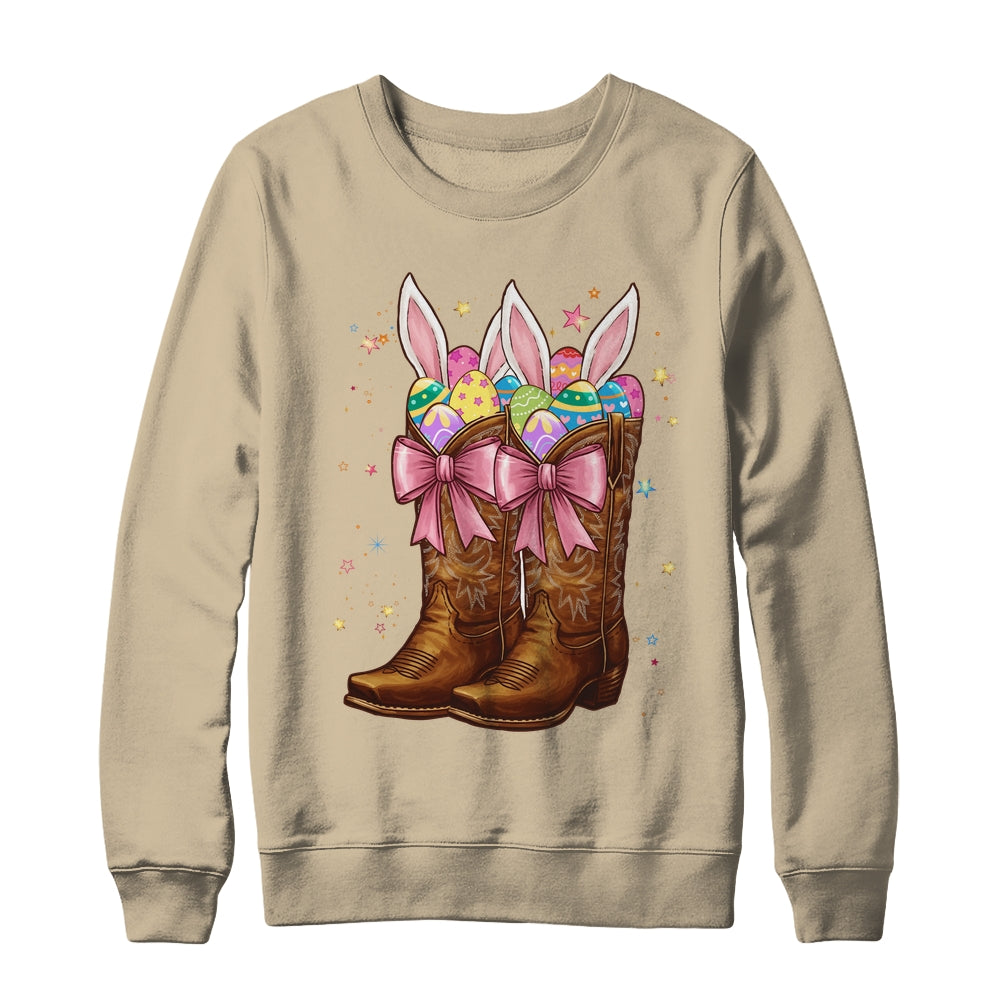 Cowgirl Boots Easter Western Happy Coquette Easter Bunny Shirt & Sweatshirt | siriusteestore
