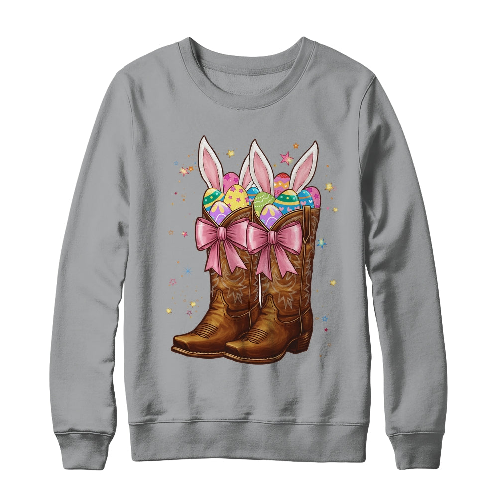 Cowgirl Boots Easter Western Happy Coquette Easter Bunny Shirt & Sweatshirt | siriusteestore