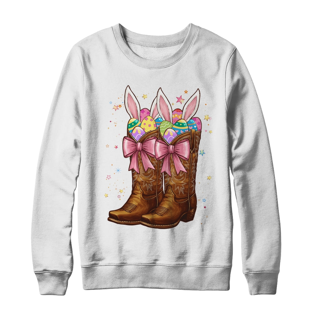 Cowgirl Boots Easter Western Happy Coquette Easter Bunny Shirt & Sweatshirt | siriusteestore