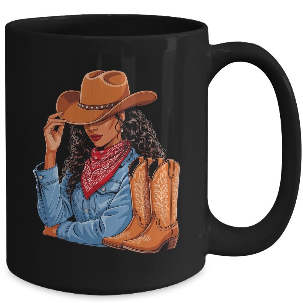 Cowgirl Western Boots Afro Western Melanin Black African Mug | siriusteestore