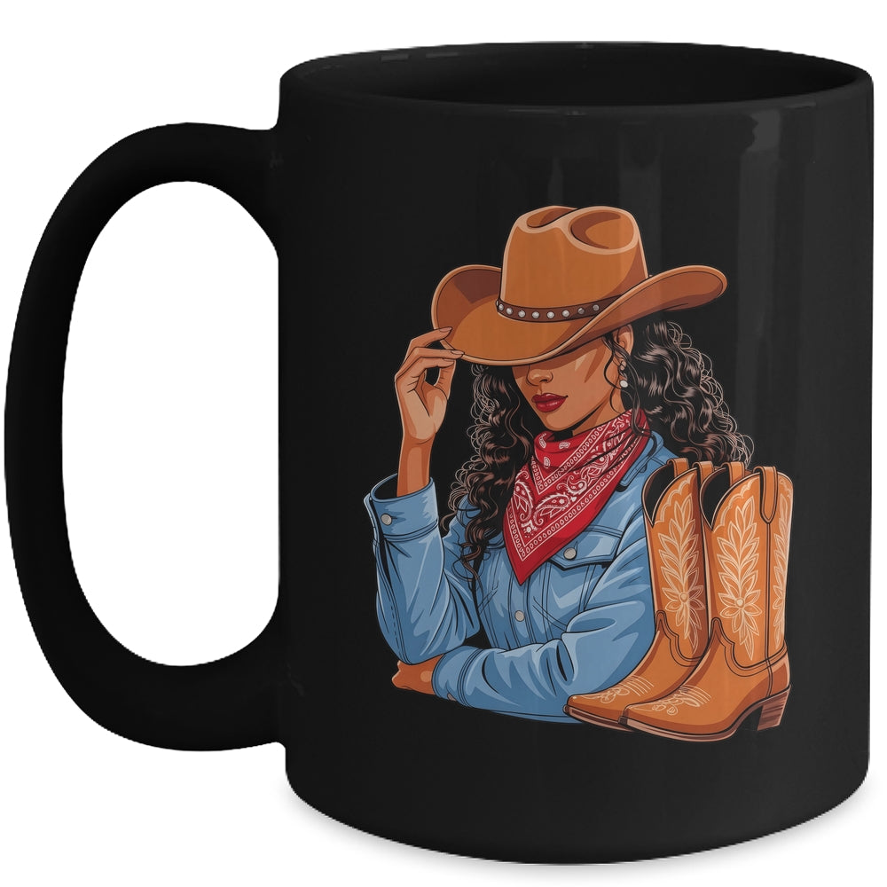 Cowgirl Western Boots Afro Western Melanin Black African Mug | siriusteestore