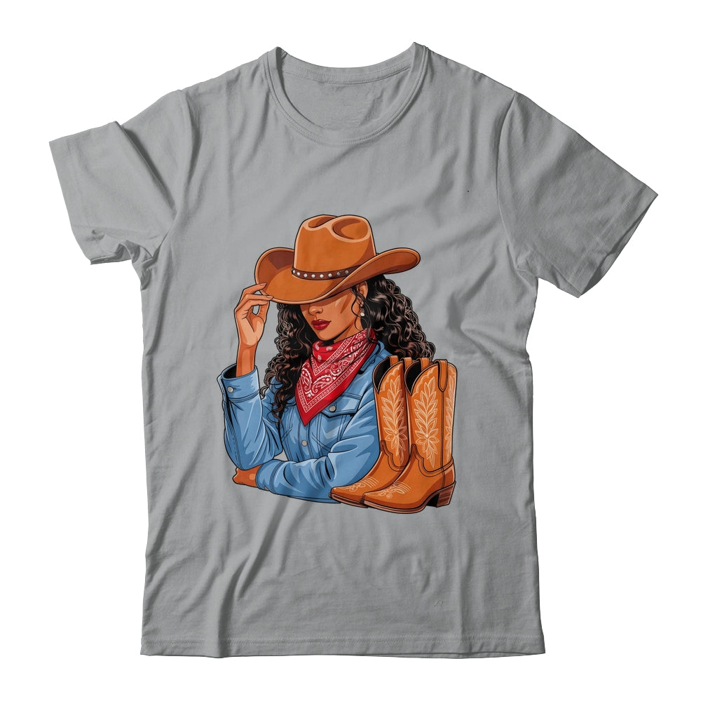 Cowgirl Western Boots Afro Western Melanin Black African Shirt & Tank Top | siriusteestore