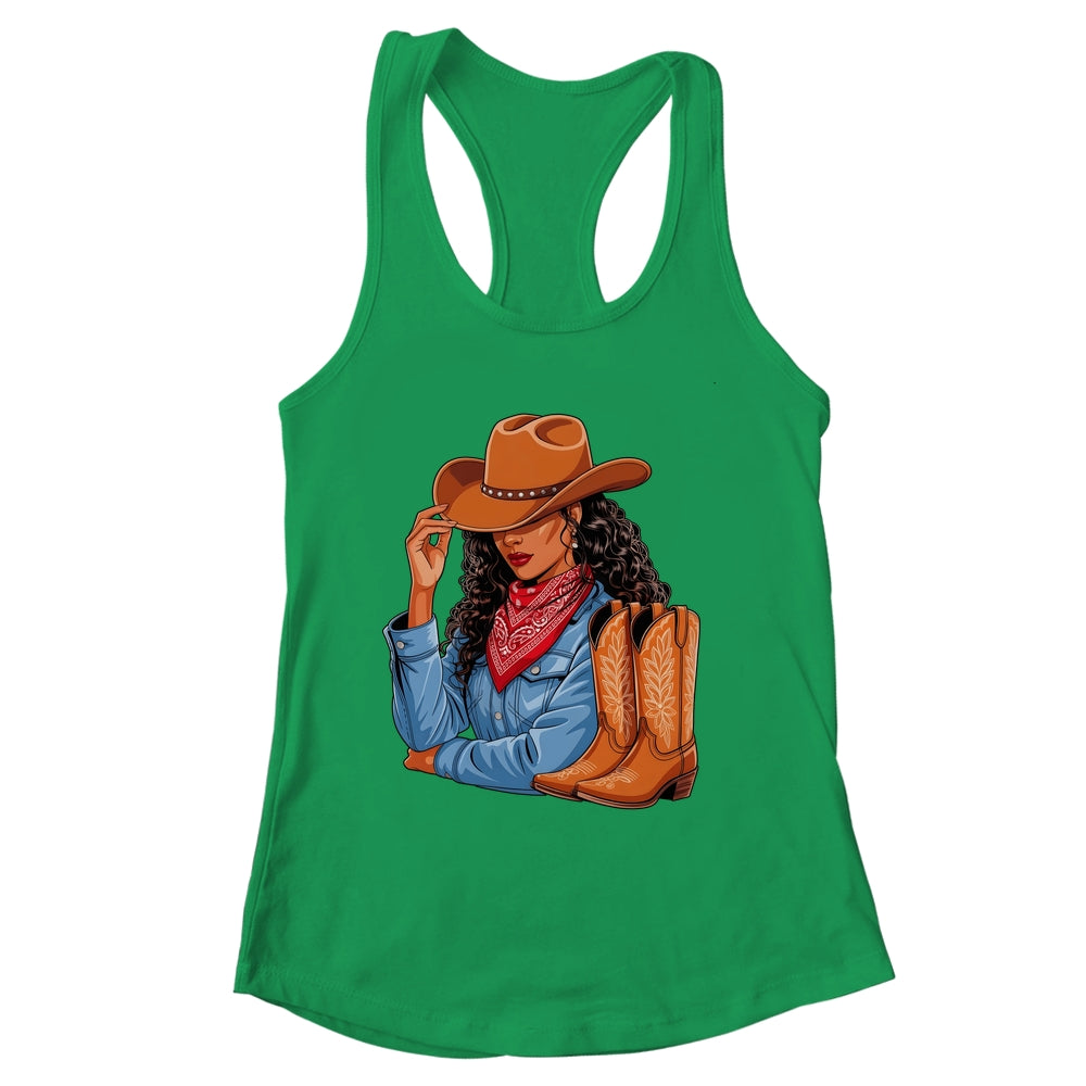 Cowgirl Western Boots Afro Western Melanin Black African Shirt & Tank Top | siriusteestore