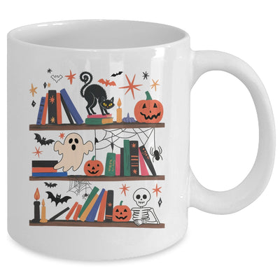 Cozy Halloween Bookshelf Read Book Ghost Pumpkin Fall Autumn Mug | siriusteestore