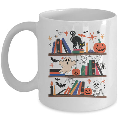 Cozy Halloween Bookshelf Read Book Ghost Pumpkin Fall Autumn Mug | siriusteestore