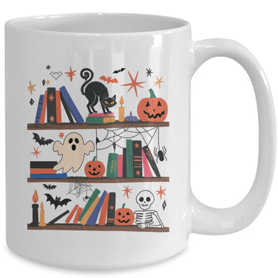 Cozy Halloween Bookshelf Read Book Ghost Pumpkin Fall Autumn Mug | siriusteestore