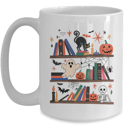 Cozy Halloween Bookshelf Read Book Ghost Pumpkin Fall Autumn Mug | siriusteestore