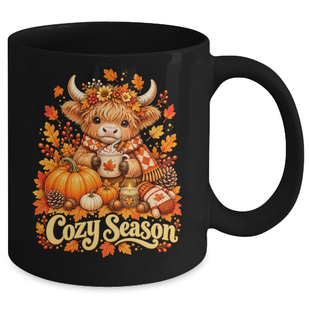 Cozy Season Highland Cow Pumpkin Autumn Fall Graphic Mug | siriusteestore