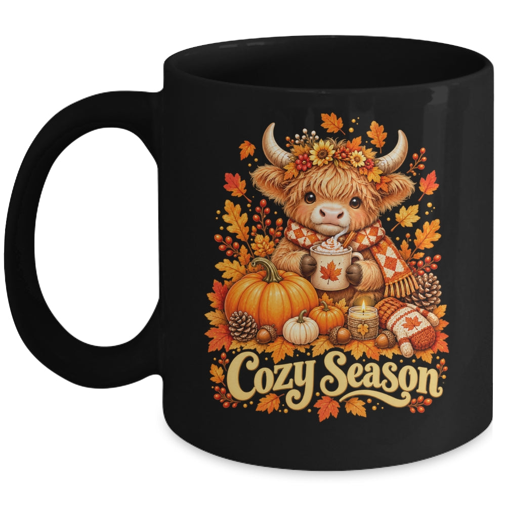 Cozy Season Highland Cow Pumpkin Autumn Fall Graphic Mug | siriusteestore