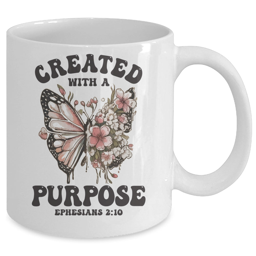Created With A Purpose Boho Butterfly Christian Women Faith Mug | siriusteestore