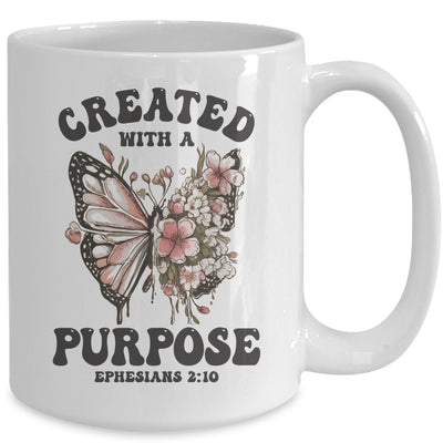 Created With A Purpose Boho Butterfly Christian Women Faith Mug | siriusteestore