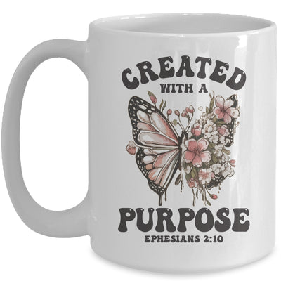 Created With A Purpose Boho Butterfly Christian Women Faith Mug | siriusteestore