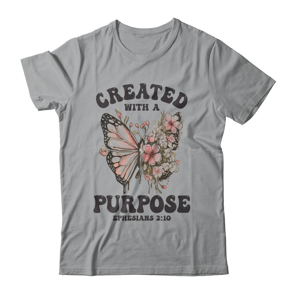 Created With A Purpose Boho Butterfly Christian Women Faith Shirt & Sweatshirt | siriusteestore