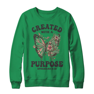 Created With A Purpose Boho Butterfly Christian Women Faith Shirt & Sweatshirt | siriusteestore