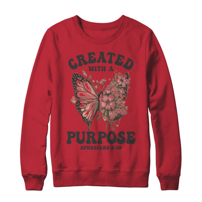 Created With A Purpose Boho Butterfly Christian Women Faith Shirt & Sweatshirt | siriusteestore